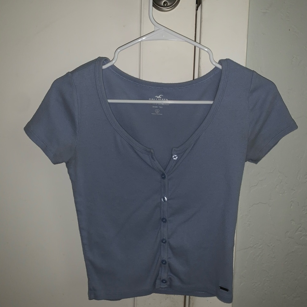 Blue button up t-shirt